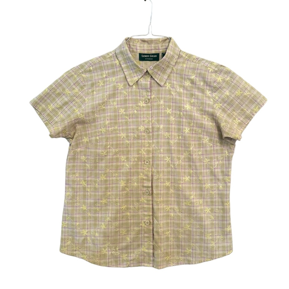 Lemon Grass Embroidered Button Down